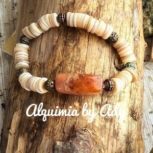 Alquimia Beige and Bronze Beaded Bracelet